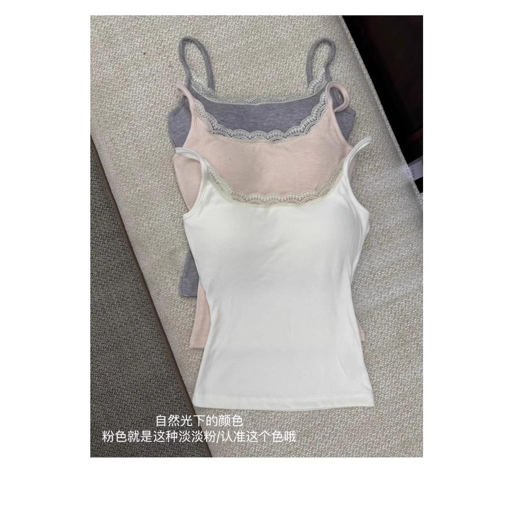 Spring and summer new sweet and spicy vest, small suspenders for women with chest pads, lace edge bottoming shirt, atmosphere, slim top inside