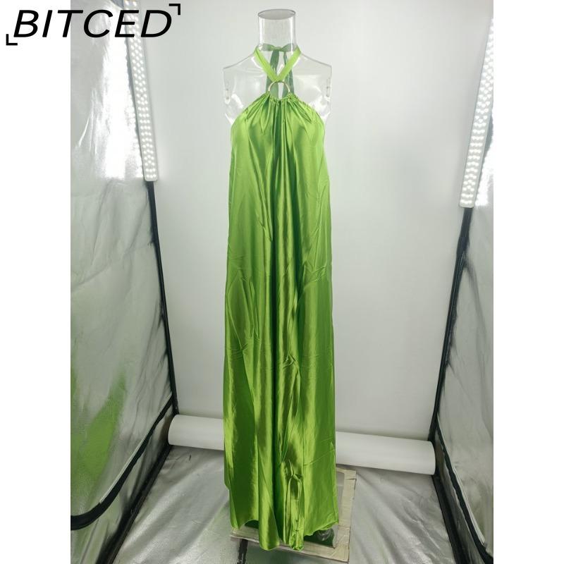 BITCED Summer Sexy Elegance Women's Satin Strapless Ball Gown Party Travel Dress