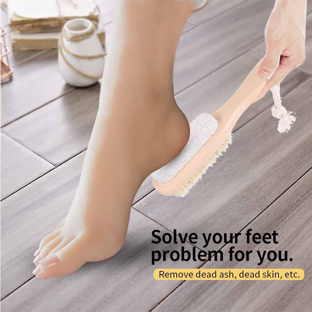 3 Styles Natural Bamboo Foot Grinding Wood Brush Multi Purpose 2 in 1 Feet Pedicure Foot Grinding Stone Callus Washboard Brush