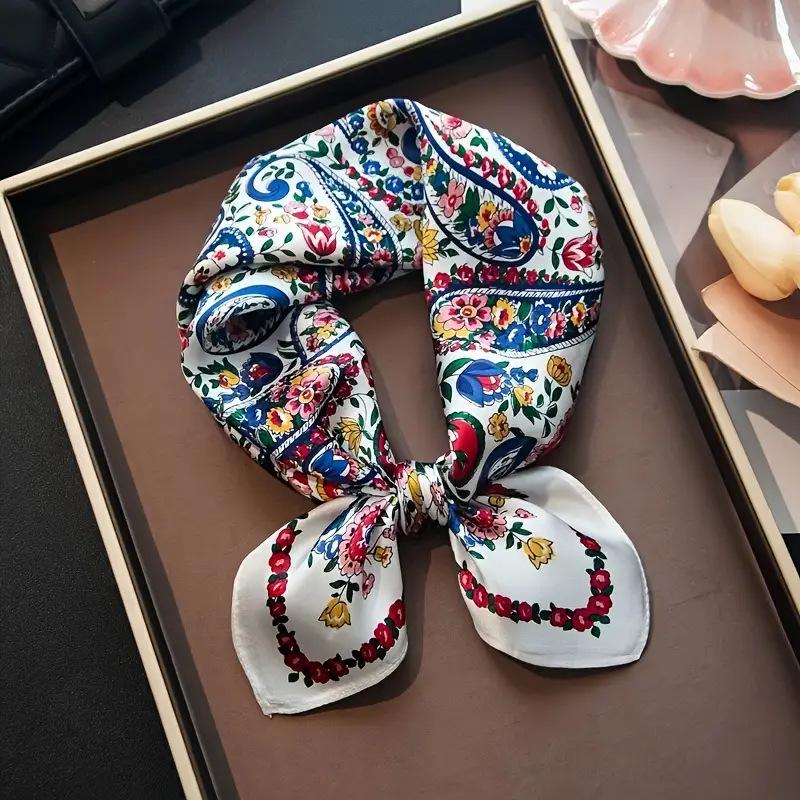 High-End Retro Korean-Style Silk Square Scarf: Versatile Fashion Accessory for Women