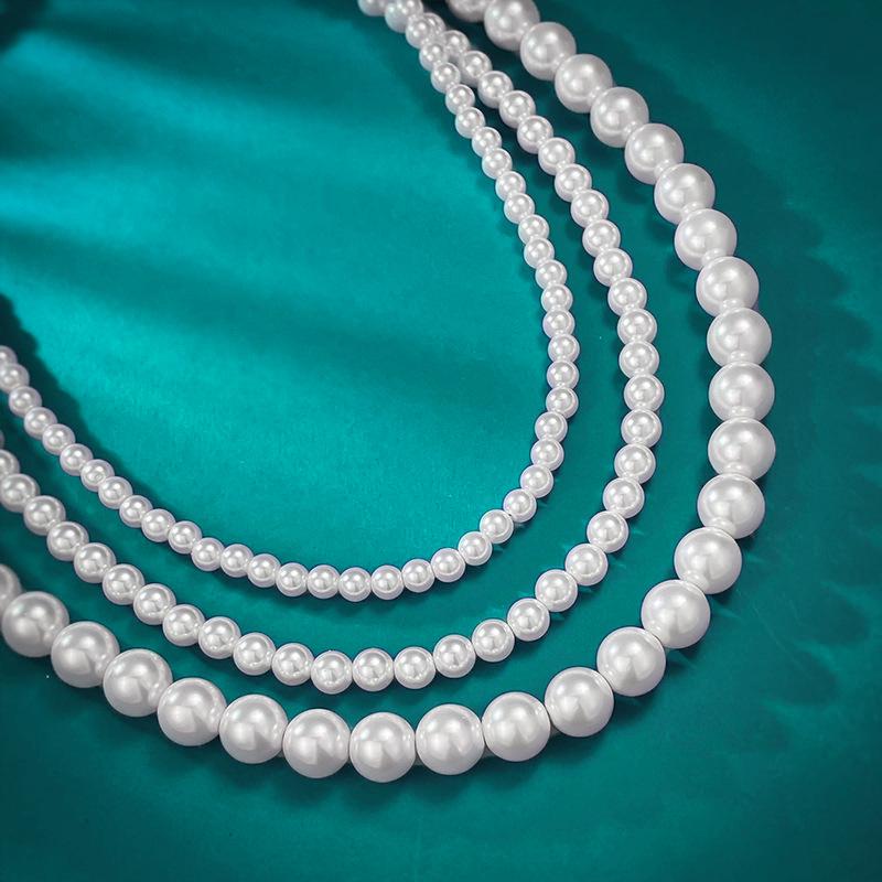 Zhiyi Jewelry Elegant 8mm Vintage Pearl Necklace with French Chain