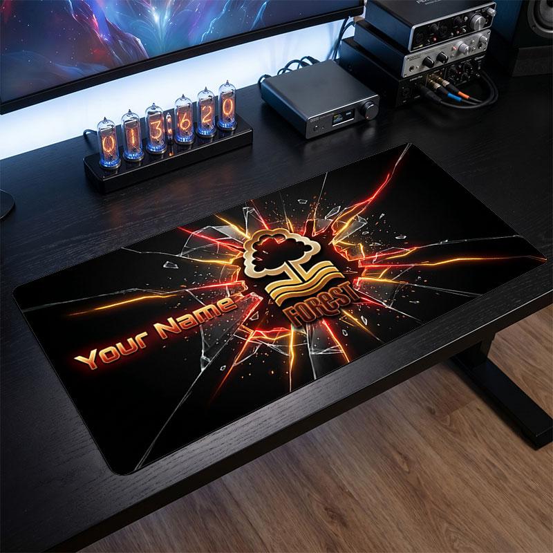 Nottingham Forest Custom Large Mouse Pad, Personalized Name Text Print, Football Logo Non‑Slip Desk Mat Gaming Gift