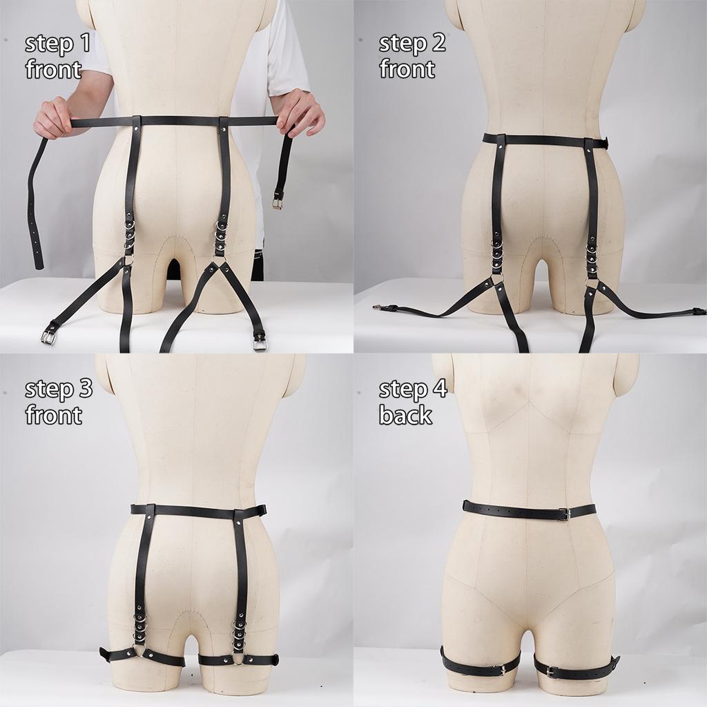 Women Sexy Garter Belt Leather Lingerie Leg Harness Thigh Garter Bondage Lingerie Gothic Fetish Clothing Festival Rave Outfit