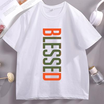 Gesegnetes T-Shirt Christlicher Glaube Tee Religiös Weich Bequem Baumwolle Kurzarm T-Shirt Streetwear Locker Rundhals Kleidung