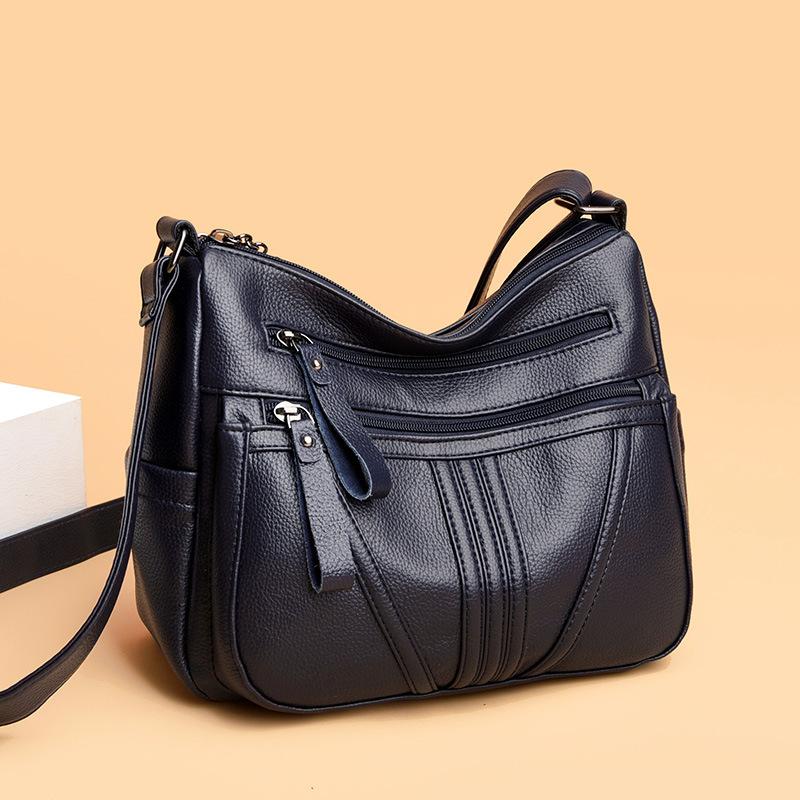 Кожаная сумка Женская сумка среднего возраста Сумка через плечо для матери чёрный — фото 4