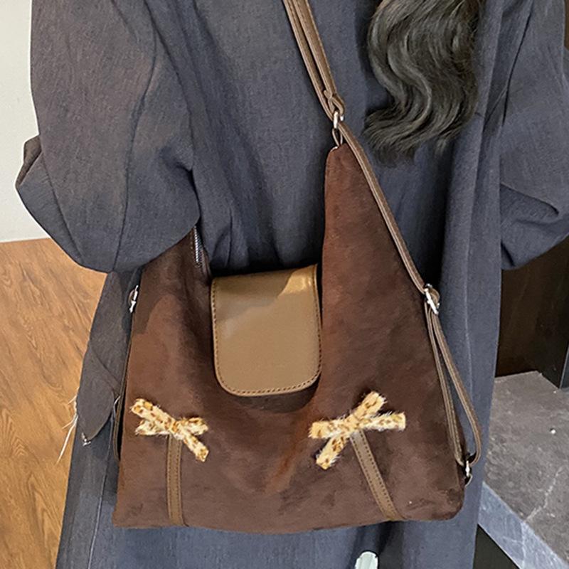 Large Capacity Double Shoulder Bag Women's Autumn 2025 New Fashion Retro Commuter Bag Single Shoulder Messenger Bag Tote Bag