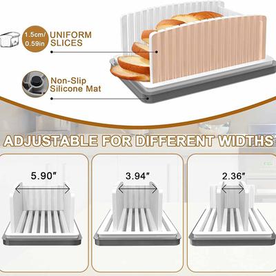 Affettatrice per pane, pieghevole, per toast, con vassoio raccogli briciole, tagliapasta per pane, stampo per affettare, utensili da cucina