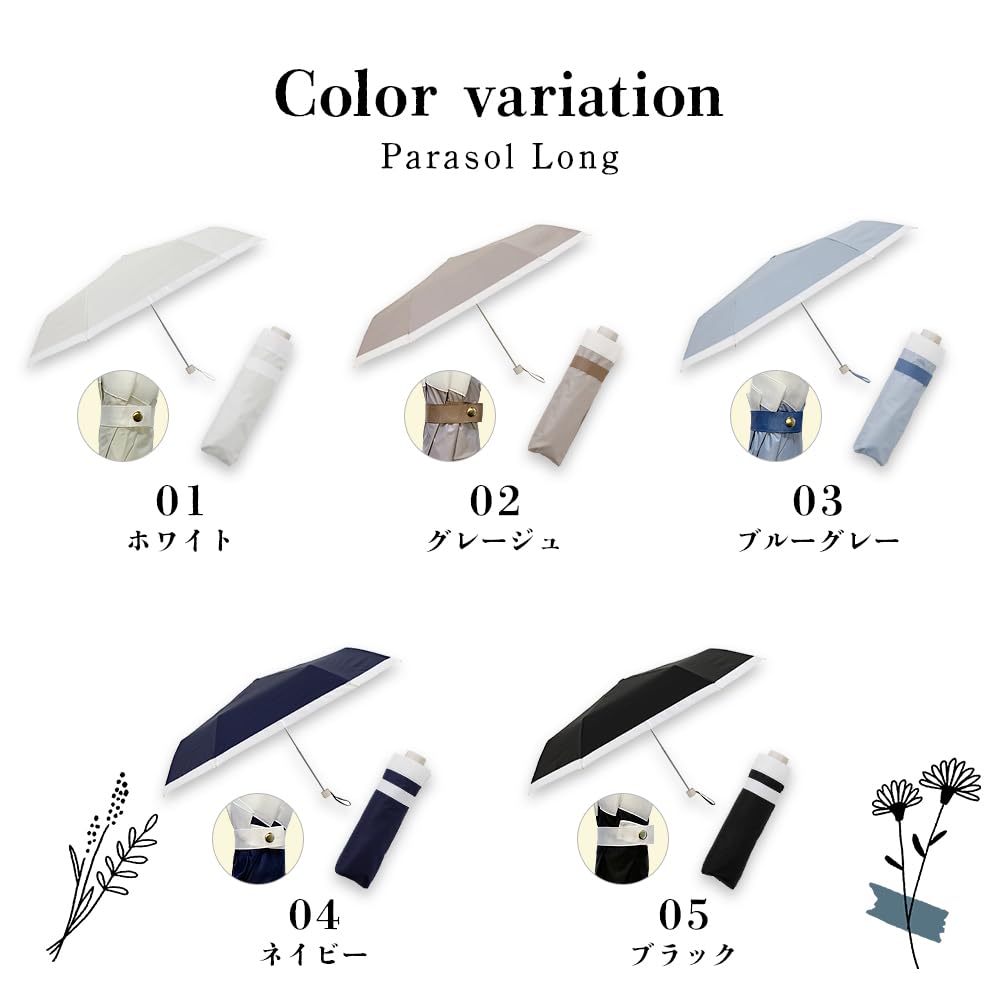 Ogawa Folding Light Blocking UV Blue For Sunny or Rainy Water Grosgrain Family LINEDROPS 57419 Parasol, Women's Umbrella, Rate, 99.9% Protection,