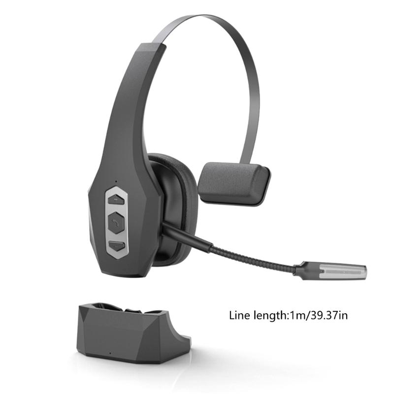 Wireless Noise Cancelling Headset Featuring Charging Base and Extended Battery Life for Clear Communication