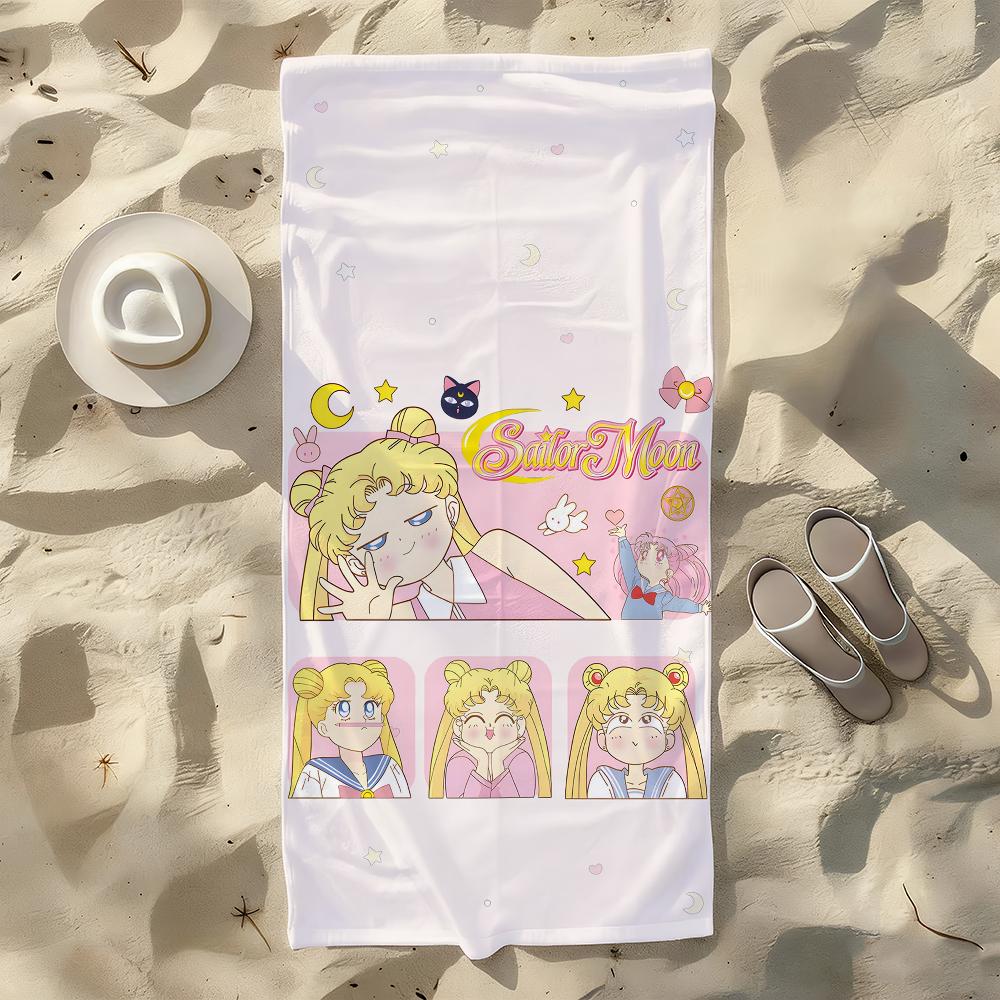 

Comic S-Sailor M-Moon Towel For Swim Yoga Gym Quick Drying Soft and skin-friendly Beach Towels All-Season W30*H60(CM)