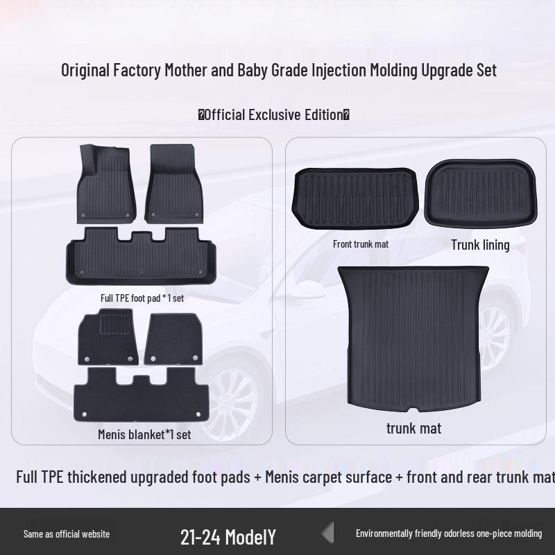 Tesla Model Y & 3 Custom TPE Floor Mats - Full Surround Car Carpets