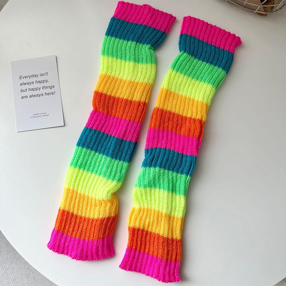 Party Sport Yoga Neon Gerippte Stulpen Halloween Kostüm Strick Lange Socken für Frauen & Mädchen