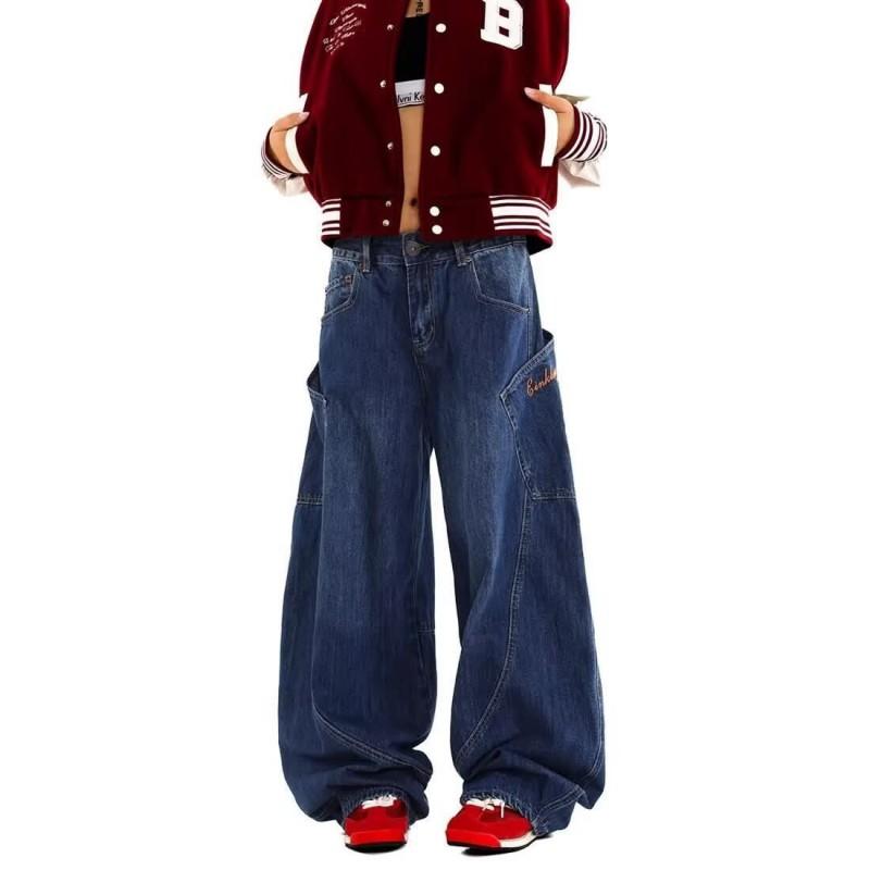 Mens American Vintage High Street Slim Bootcut Jeans Trendy Vibe Loose Wide Leg Denim Pants