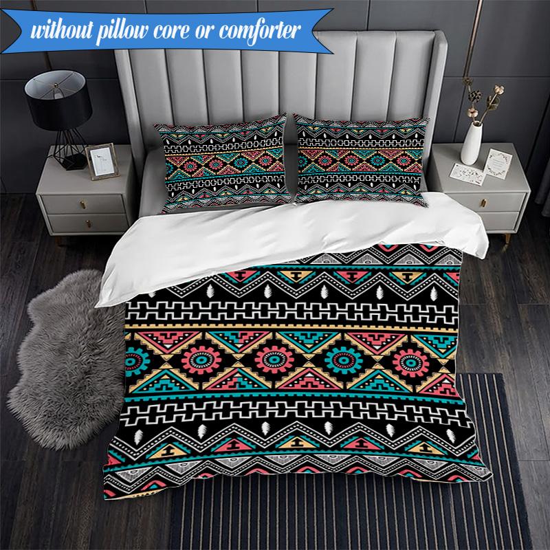 3PCS Native American Pattern Bedding Set,Including 1pc Duvet Cover And 2pcs Pillowcases Perfect for Bedroom, Dormitory, Fan Christmas Gift