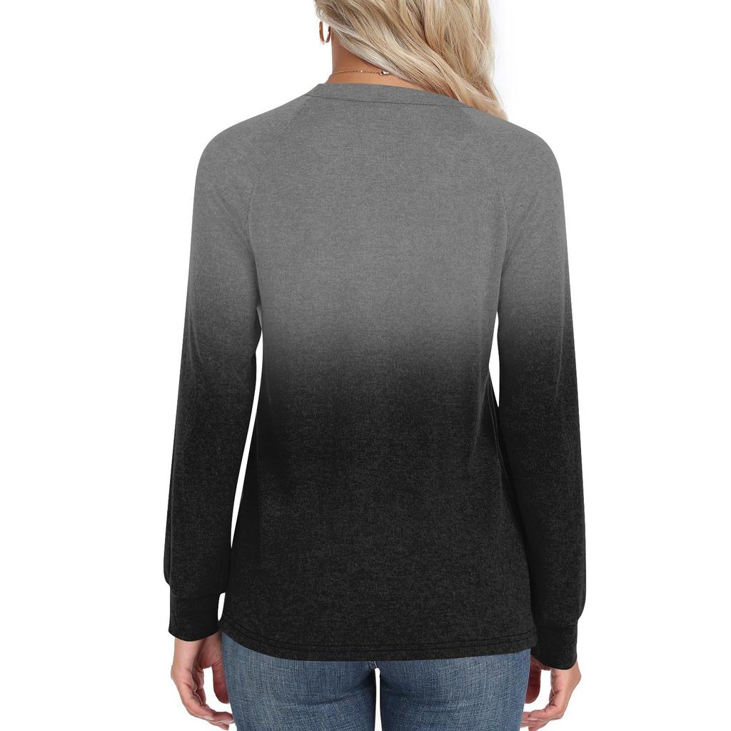 T-shirt tunique décontracté à manches longues pour femme, chemisier plissé, ample, basique, col rond, haut classique