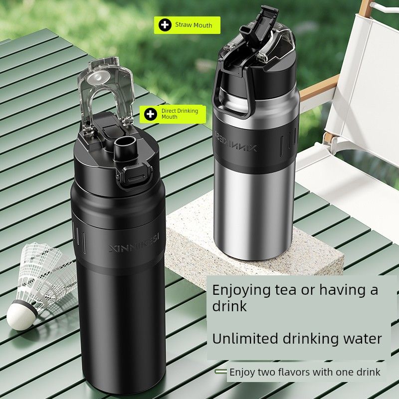 Large-Capacity Thermos Cup for Men, Sports Water Cup for Students Going to School, 2026 New Model 316L Stainless Steel Straw Cup