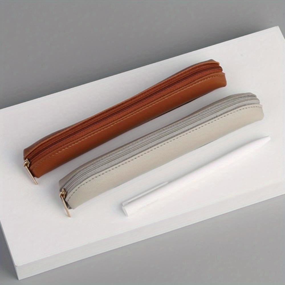 PU Leder Federmäppchen Einfarbig Niedlich Einzelstift Aufbewahrung Stifthülle mit Gummizug Schulbedarf Büro Stifte Schutzhülle