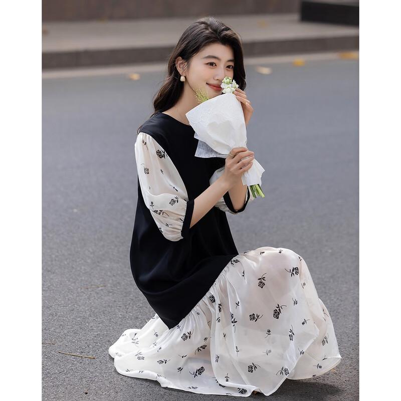Elegant Ruffled Midi Print Dress