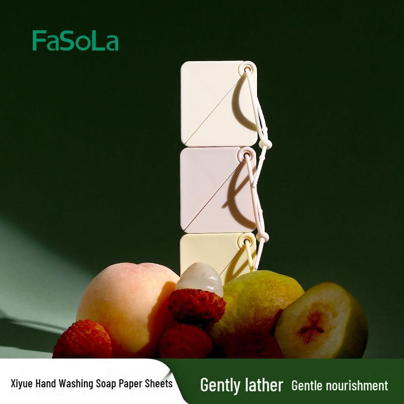 FaSoLa Portable Soap Sheets - Travel Essential Cleaning Paper for Hand Washing White Peach