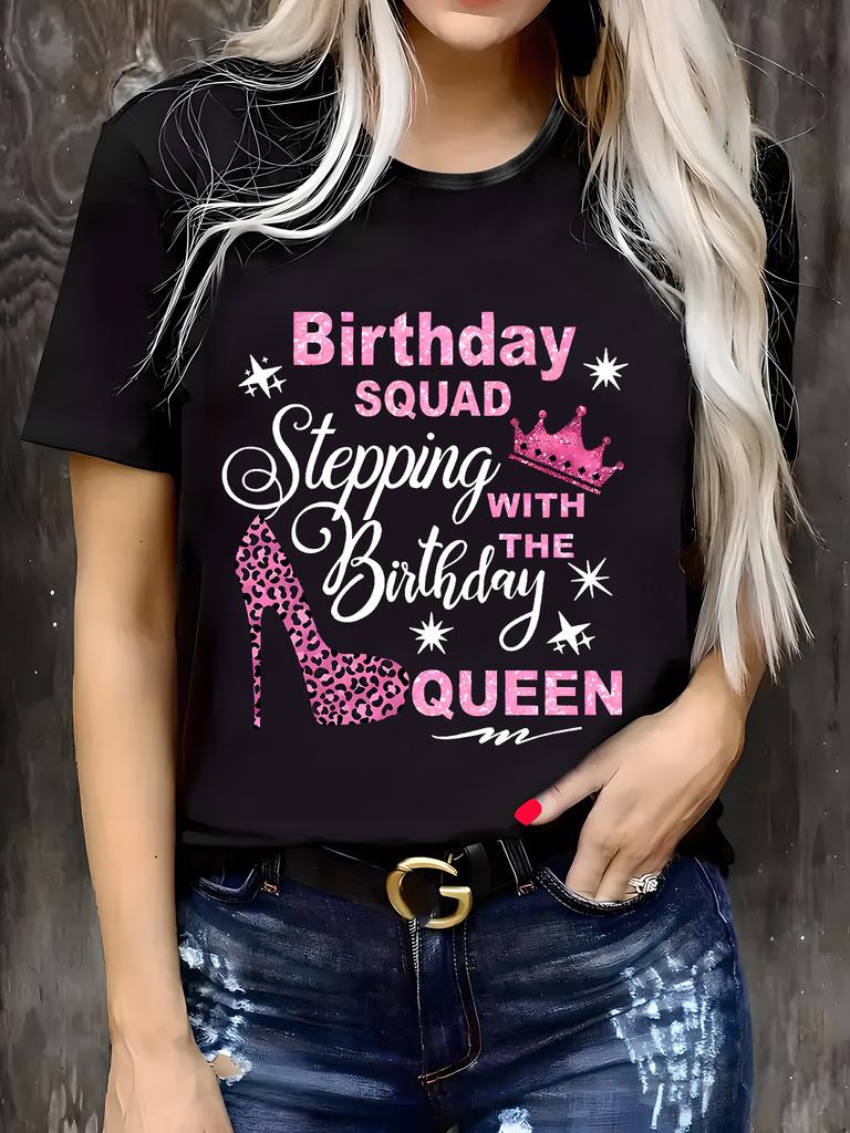 Birthday Squad Stepping with the Birthday Queen T-shirt