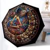 Symbols Glass Pattern Umbrella, Portable and Foldable Design, 8 Ribs, a Casual Accessory for Halloween, Christmas, and Birthday Gifts.