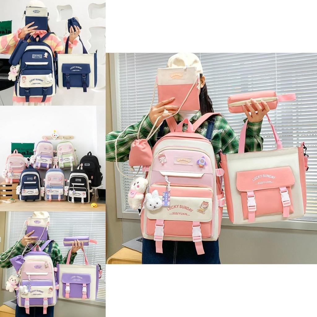 Trendy Nylon Backpack For Students Large Capacity Unisex School Bag In Various Colors