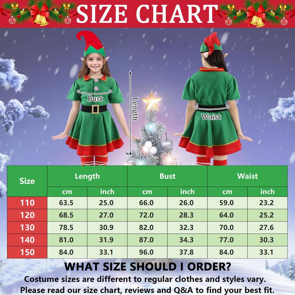 Santa Claus Kids Christmas Santa Kids Santa Spirit Cute Green Santa Halloween Sizes Set Elf Christmas Polka Dot 1 Red Hand 1 Green Hand [Tumao]