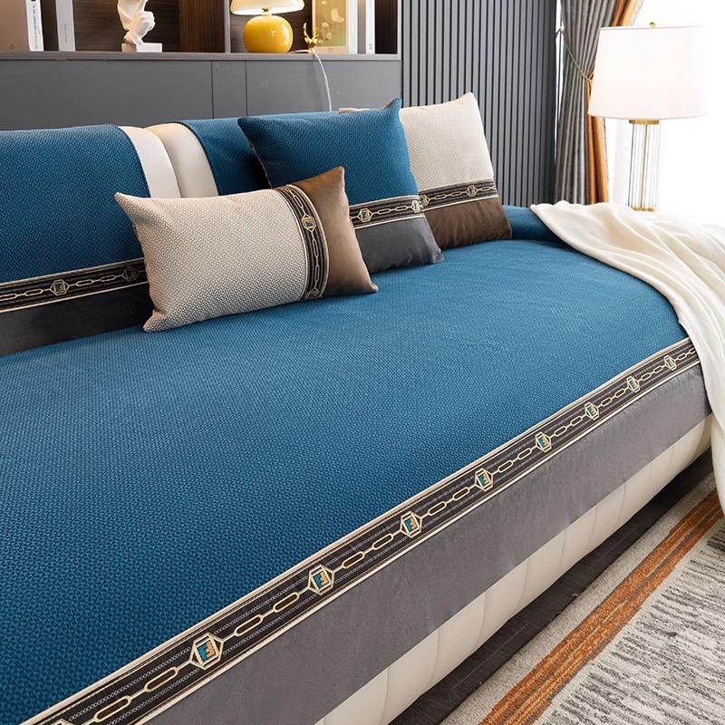 Chenille Sofakissen, Ganzjahres-Universal-Anti-Rutsch-Wohnzimmer-Sitzkissen, moderner leichter Luxus orangefarbener Sofabezug, Rückenlehnenhandtuch