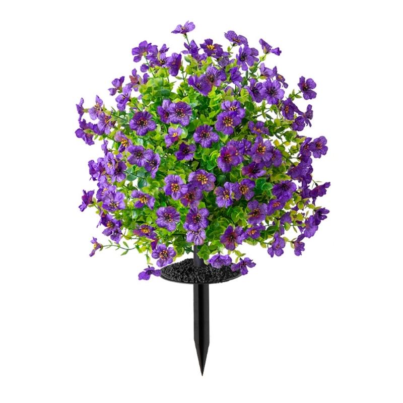 Artificial Plant Outdoor 22Inch Artificial Flower Ground Stake Weather Resistant Plastic Flower For Garden Patio Yard