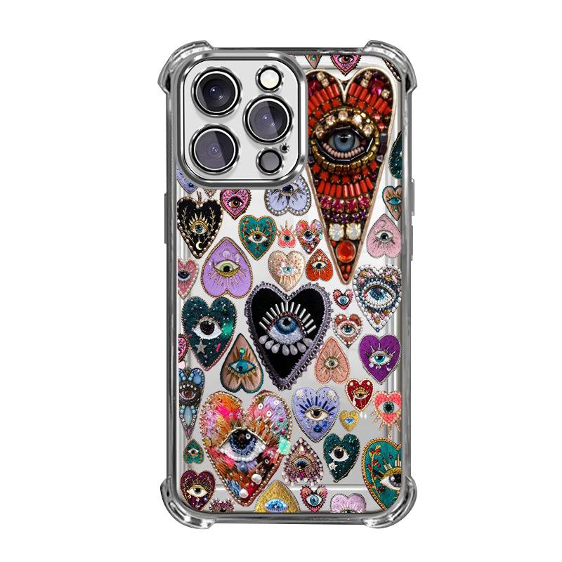 European and American Creative Eye Love Applies To Iphone14 Airbag Mobile Phone Case Apple 17promax Anti-drop Protective Case