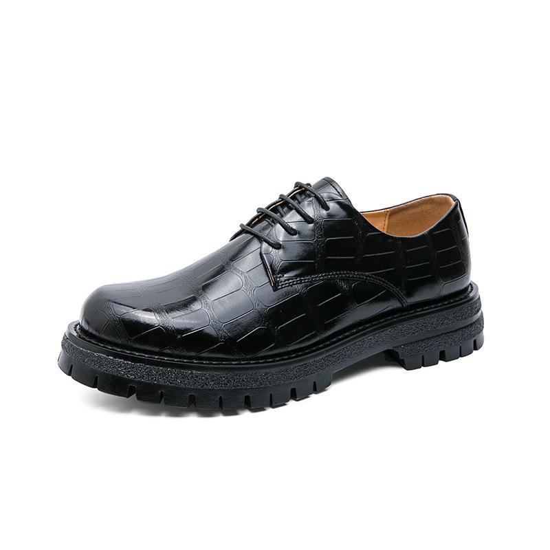 Men's British Style Thick-Soled Leather Low-Top Martin Boots: Versatile, Height-Enhancing Business Casual Footwear