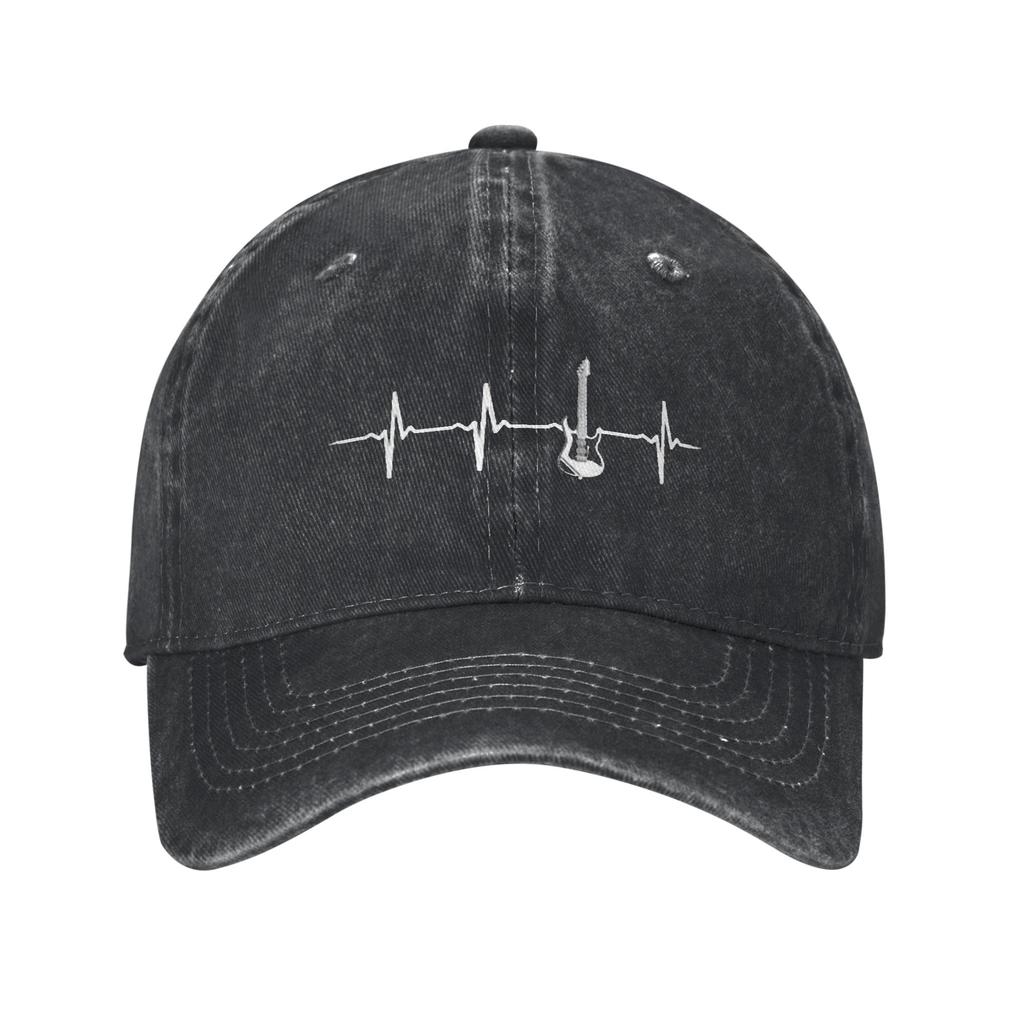 Electric  Guitar Heartbeat Denim Fabric Baseball Caps Snapback Baseball Hats Breathable Casquette Outdoor Unisex