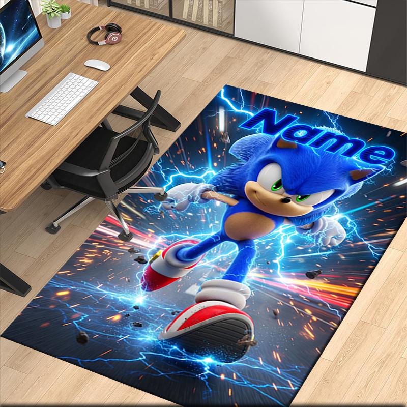 Custom Name Sonic Printed Carpet Rug For Office Chair Living Room Bedroom Kitchen Room Decor Gifts