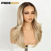 FREEDOM Synthetic Lace Front Wigs For Women 20" Ombre Blonde Wavy 6X4 Pre Plucked Wear And Go Glueless Pre-cut Layered Lace Wigs