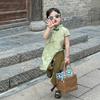 Elegant Chinese Style Summer Outfit For Girls Featuring Beautiful Floral Qipao Top And Stylish Pants Set For Ages 3 To 8 Years