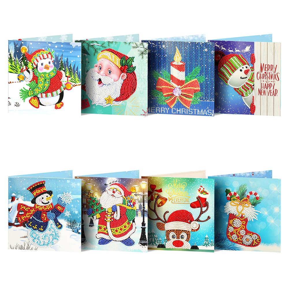

8Pcs Set 5D DIY Resin Greeting Cards Set for Christmas Suit 1#0