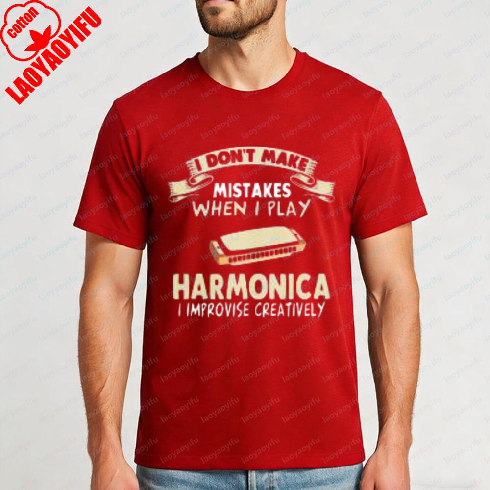 Mundharmonika Musik Zitat Design Unisex Baumwoll T-Shirt Lässige Sommer Strandkleidung Für Männer Und Frauen Mit Lustigem Humor Statement
