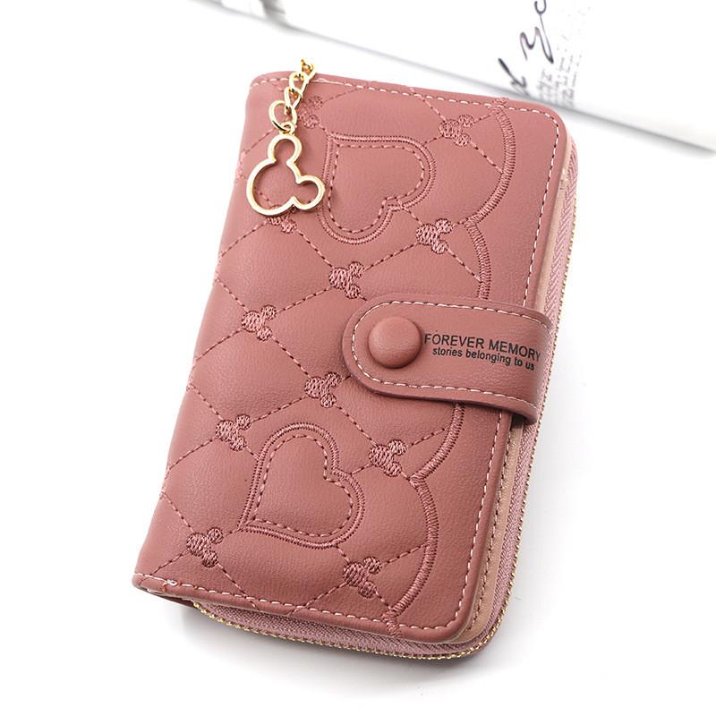 Portafoglio da Donna in Ecopelle con Ricamo e Motivo Geometrico per Regalo e Uso Quotidiano