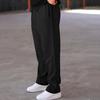 Men Suit Pants Drawstring Wide Leg Solid Color Straight Wide Leg Loose Drawstring Elastic Waist Daily Wear Formal Business Sport Trousers