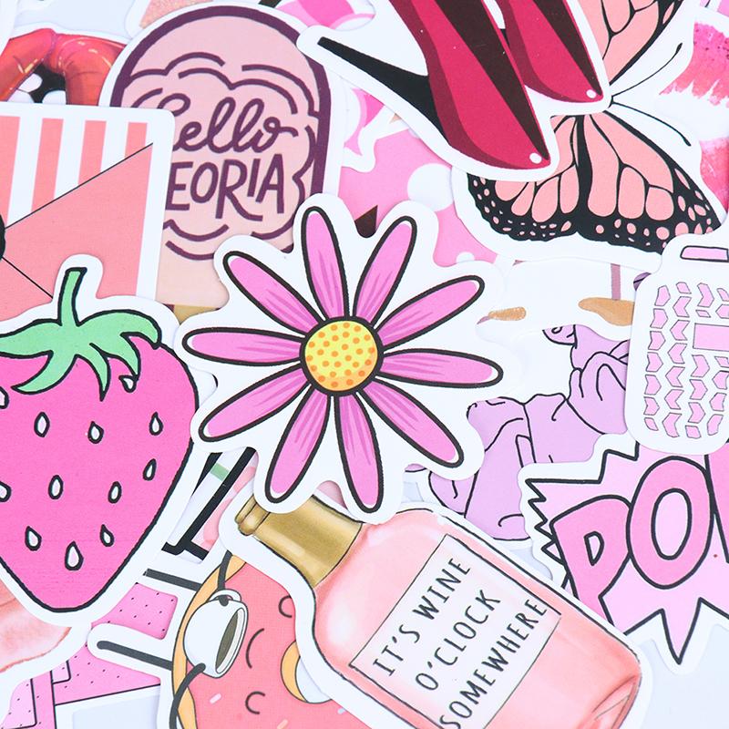 50 ცალი მულტფილმი ვარდისფერი გოგონების სტიკერები წვრილმანი ჩემოდანი ლეპტოპ გიტარა ველოსიპედის მანქანის ტრიალებს