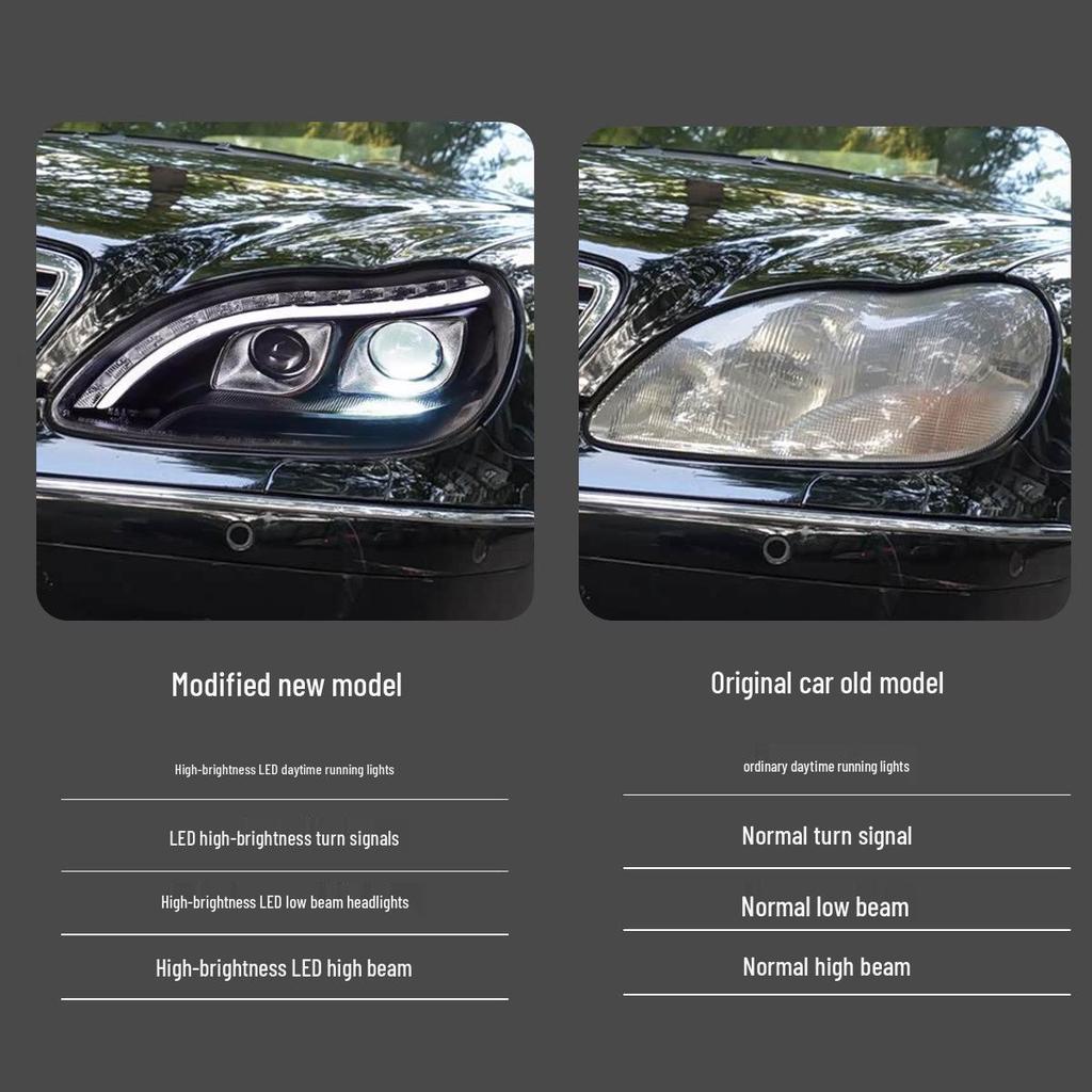 1998-2005 Mercedes-Benz S-Class W220 LED Xenon Headlight Assembly with Flowing Turn Signals