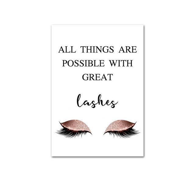 Anleitung für Make-up-Techniker für Wimpernverlängerungen, Wandkunst, Leinwandmalerei, Wimpern, abstrakte Kunst, Bild für Schönheitssalon, Zimmerdekoration