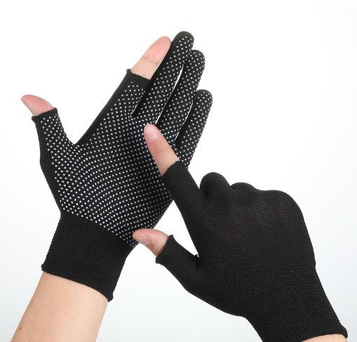 

Packing gloves with exposed two fingers for fishing, touch screen, wear-resistant and anti slip riding gloves чорний