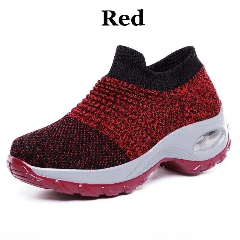 Damen Laufschuhe Walking Mesh Schuhe Mode Plateau Slip-On Sneaker Luftpolsterung Fitnessstudio Modern Dance Schuhe Herren