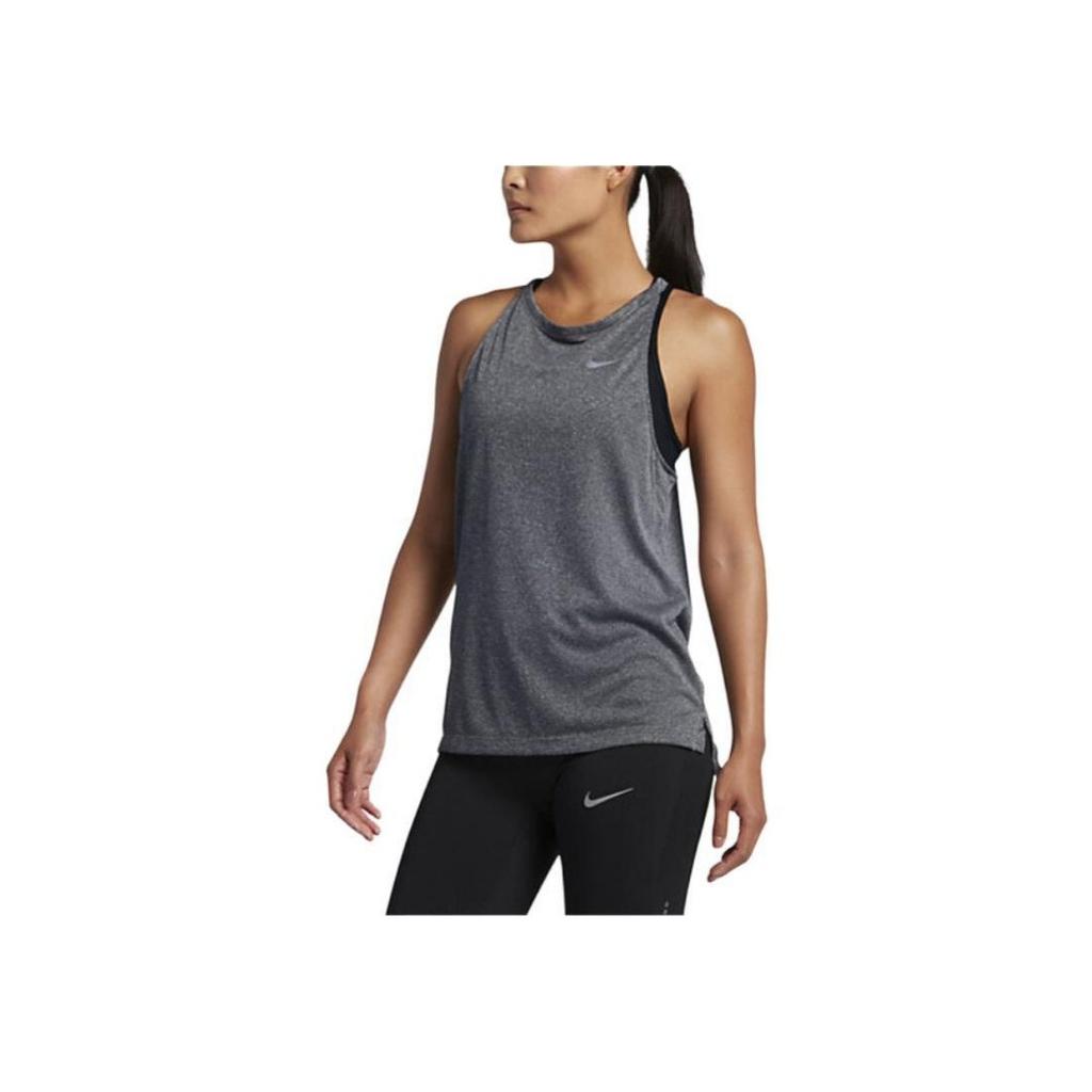 Nike Solid Color Round Neck Sleeveless Sports Vest Women Tops Gray 831779-060