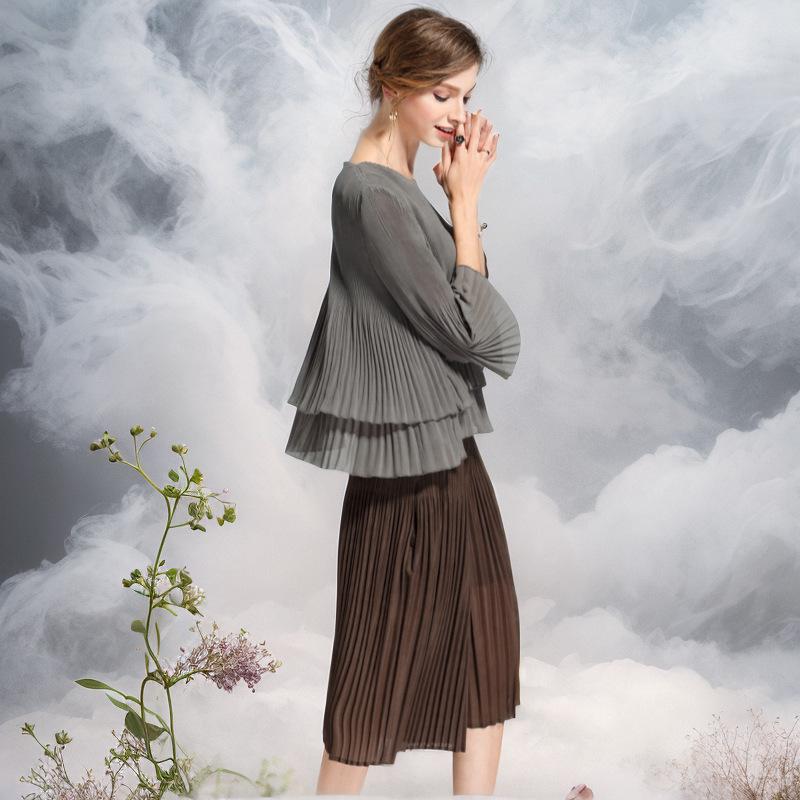 

Women s Summer Double-layer Ruffle Flared Sleeve Loose Top One Size темно-синий