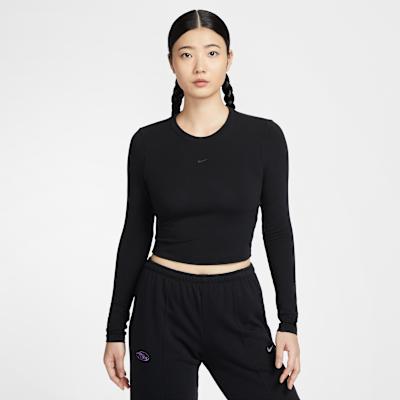 Женские черные футболки Nike с круглым вырезом, средней посадки L