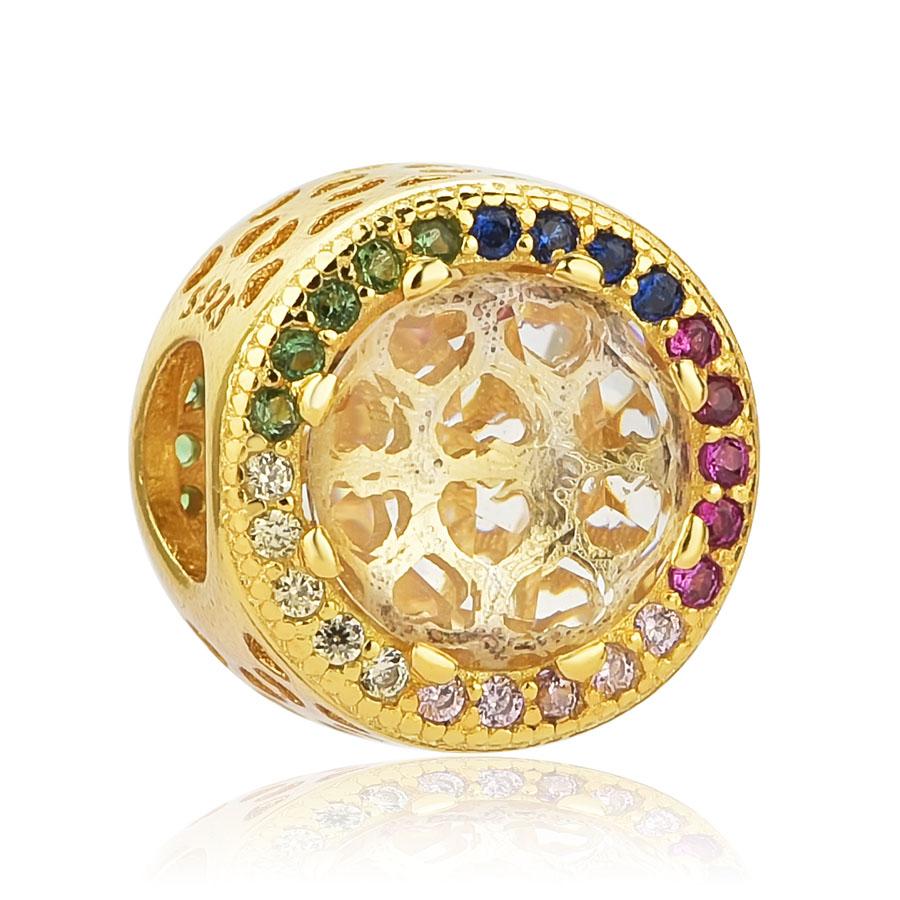 18K Gold Plated Pine Nuts Crown Charm Fit Original Bracelet Shining Bead Diy Women Jewelry Giftcopper Trinket Jewelry Gift