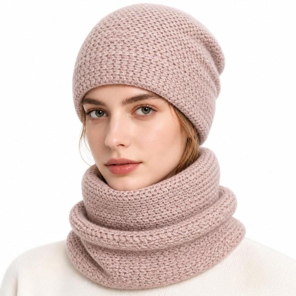 Thicken Soft Beanie Hat Windproof Coldproof Ear Protection Fashion Hat Scarf Set for Women and Men