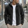 Men's Fleece Lined Hooded Zip Up Jacket Loose Casual Coat.